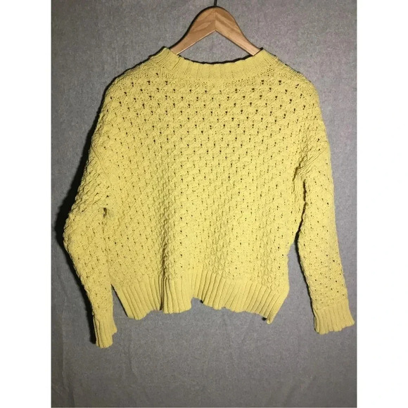 Womens A New Day Sweater Yellow Knit Cropped Winter Cute Mock Neck - Picture 6 of 6